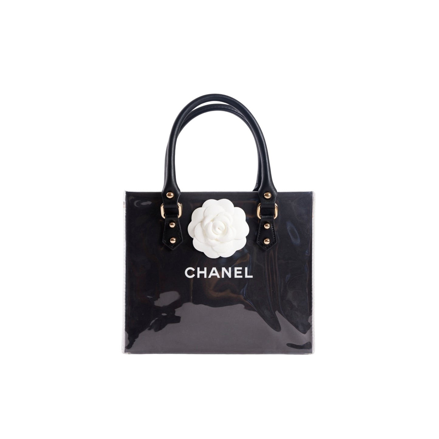 Chanel Clear Cover Designer Paper Bag w/ Crossbody Strap (Size A)