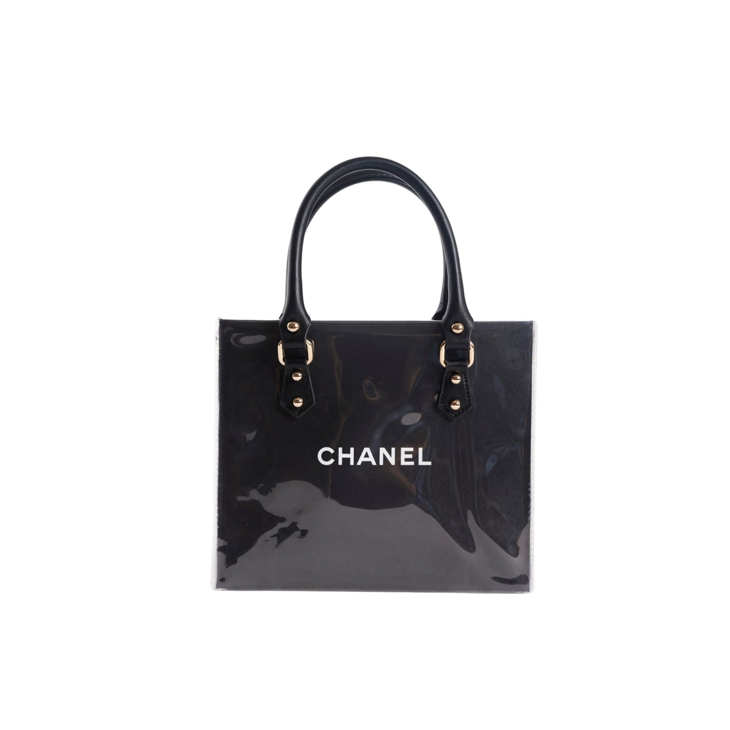 Chanel Clear Cover Designer Paper Bag w/ Crossbody Strap (Size A)