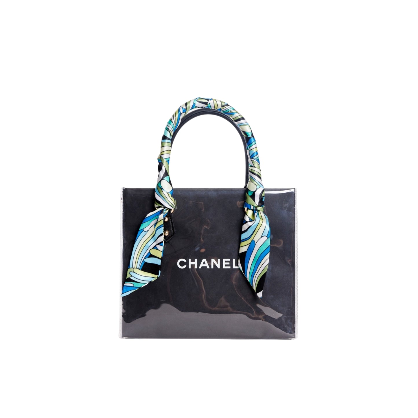 Chanel Clear Cover Designer Paper Bag w/ Crossbody Strap (Size A)