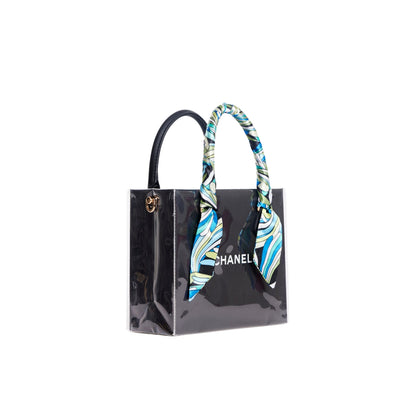 Chanel Clear Cover Designer Paper Bag w/ Crossbody Strap (Size A)