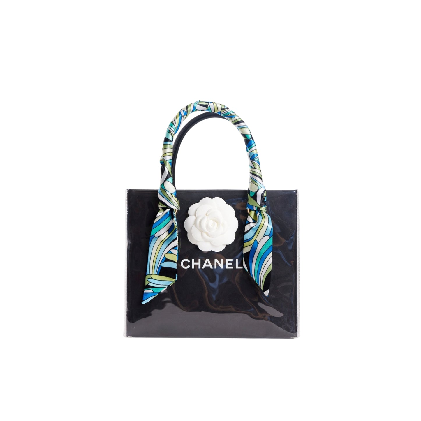 Chanel Clear Cover Designer Paper Bag w/ Crossbody Strap (Size A)