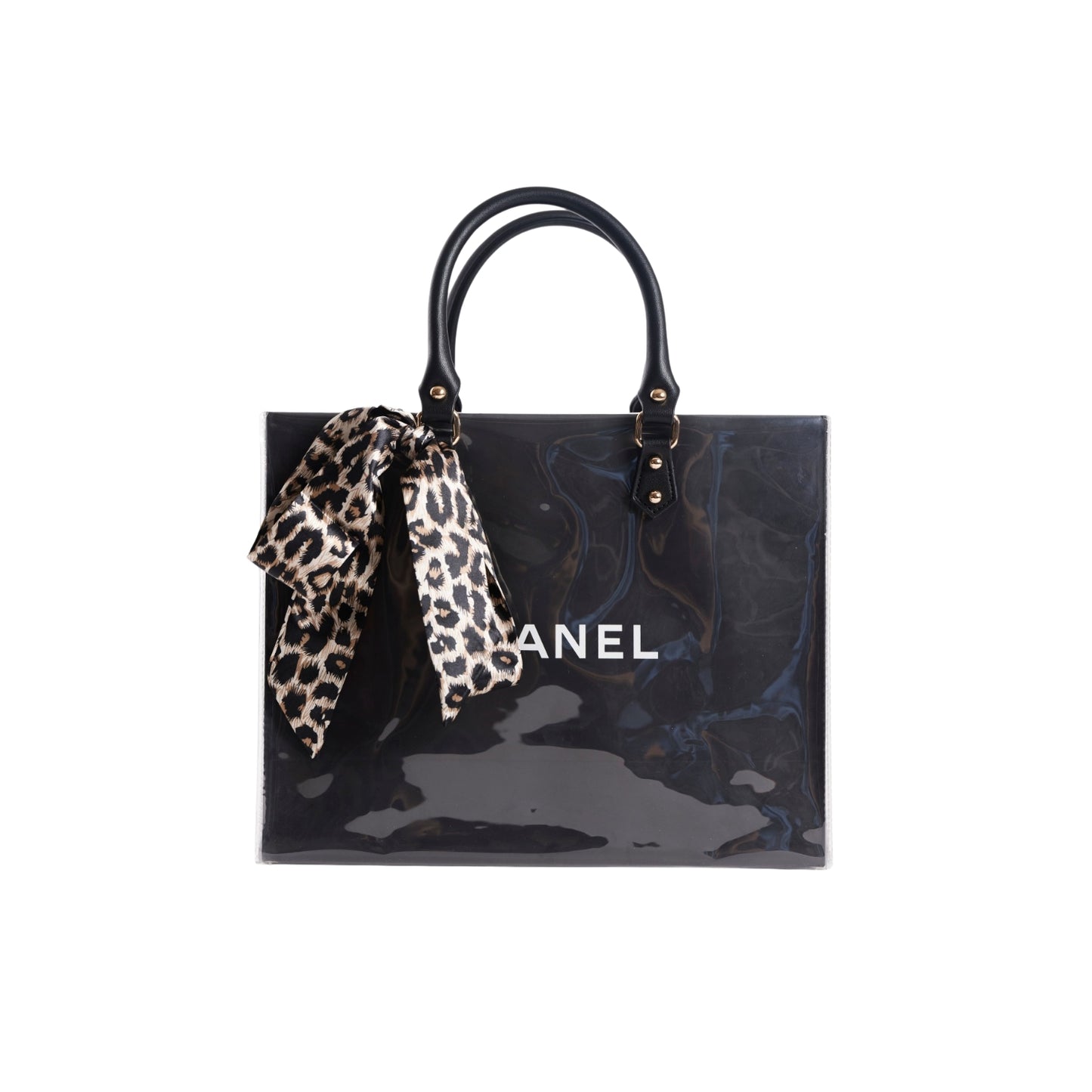 Chanel Clear Cover Designer Paper Bag w/ Crossbody Strap (Size B)