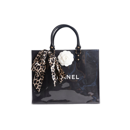 Chanel Clear Cover Designer Paper Bag w/ Crossbody Strap (Size B)